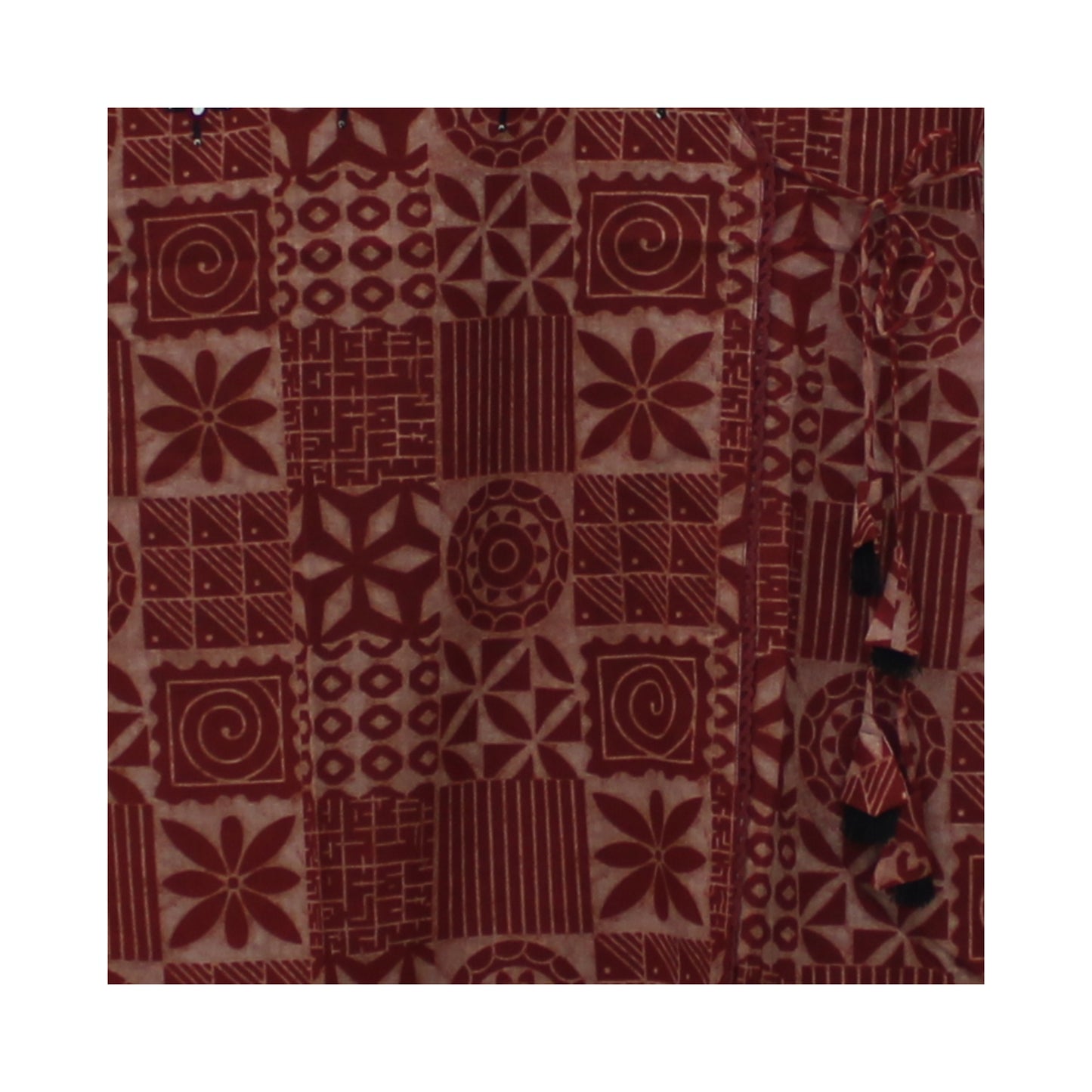 Maroon Geometric Printed Cotton Kurti with Mirror Work