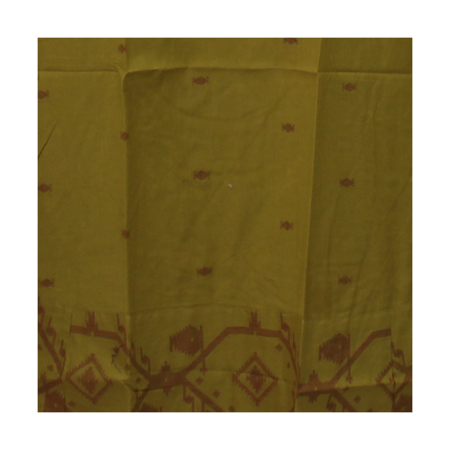 Olive Green Kurta with Geometric Print and Mirror Work Neckline (3XL)