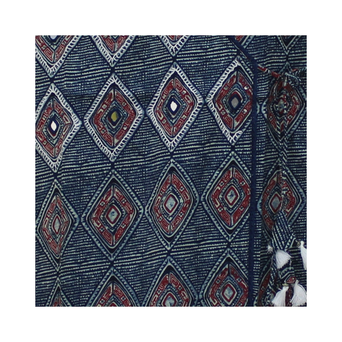 Navy Blue Geometric Printed Cotton Kurti